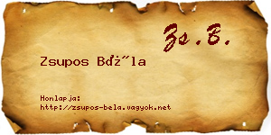 Zsupos Béla névjegykártya